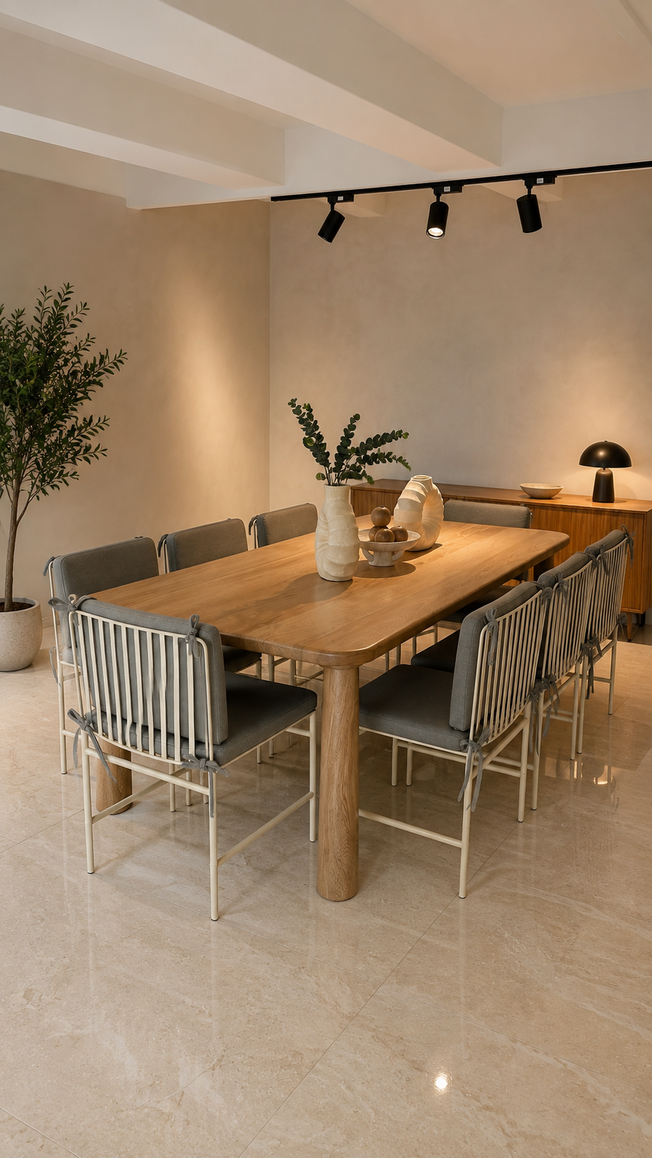Comedor BIUMARA de 8 puestos con sillas de estructura metálica