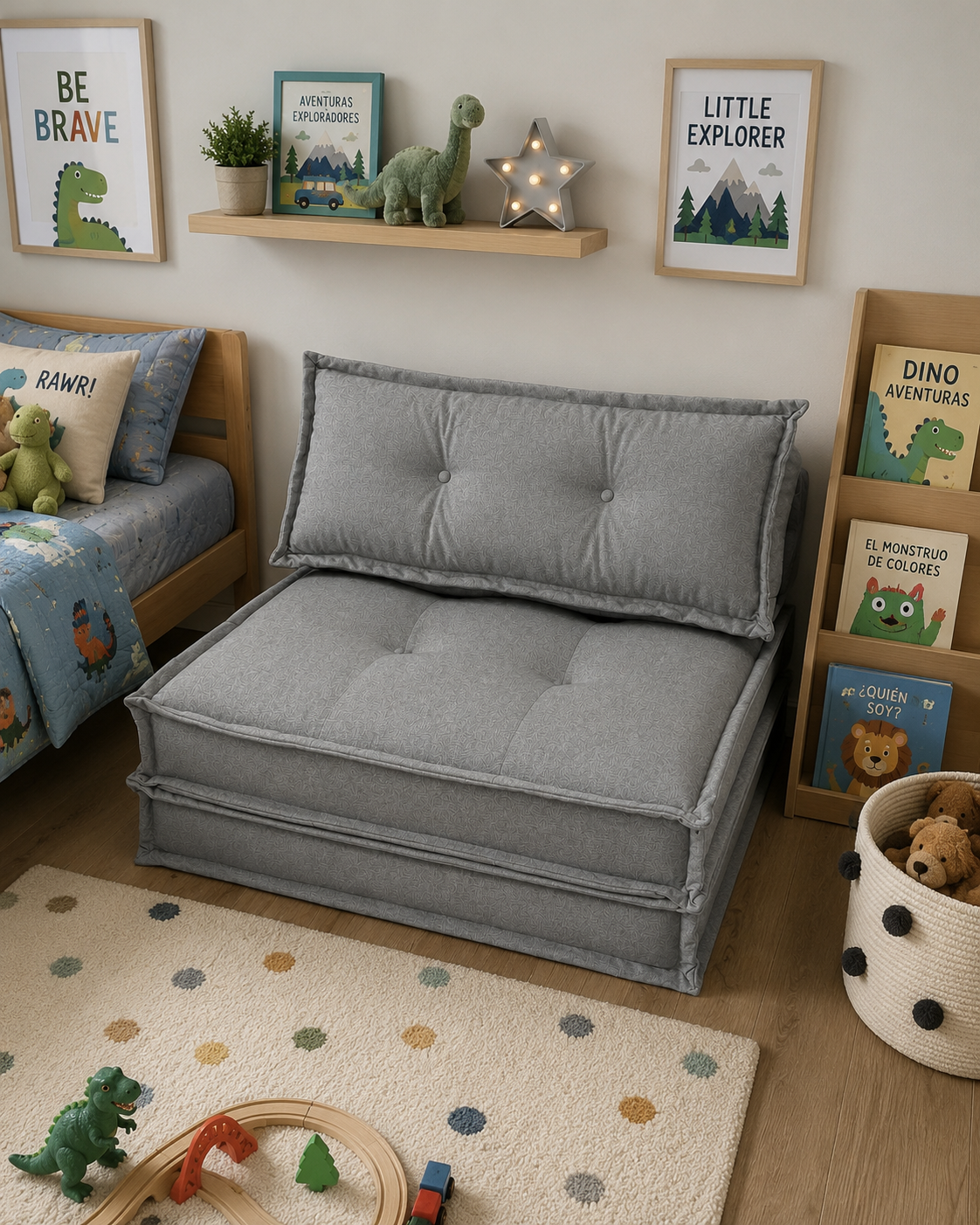 Sofácama Kids Azul en habitación infantil